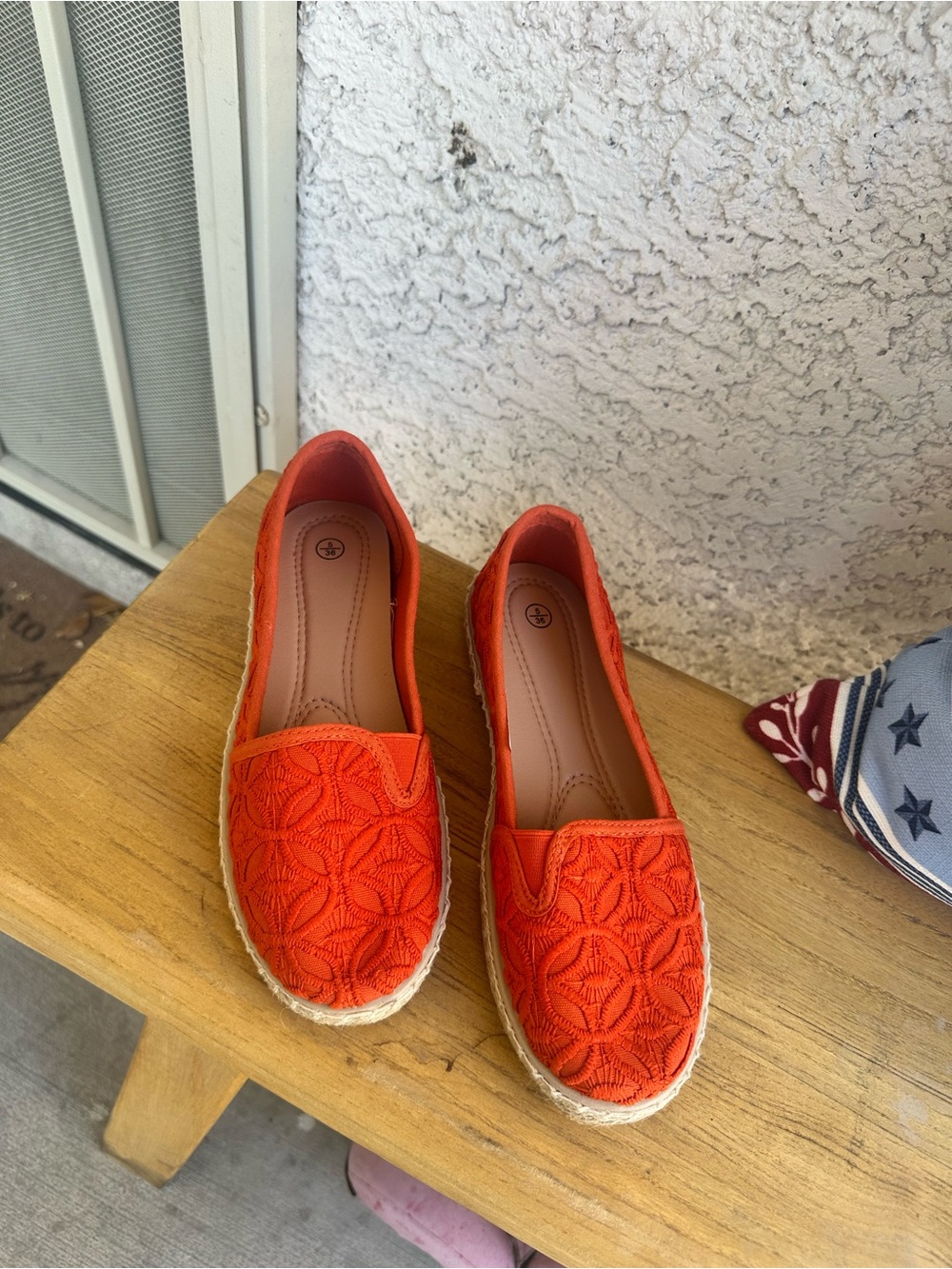 Women's Orange Espadrille Slip-On Flats